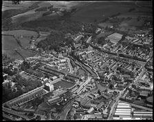 The Springs Branch of the Leeds and Liverpool Canal and the town centre, Skipton, N Yorks, c1930s. Creator: Arthur William Hobart
