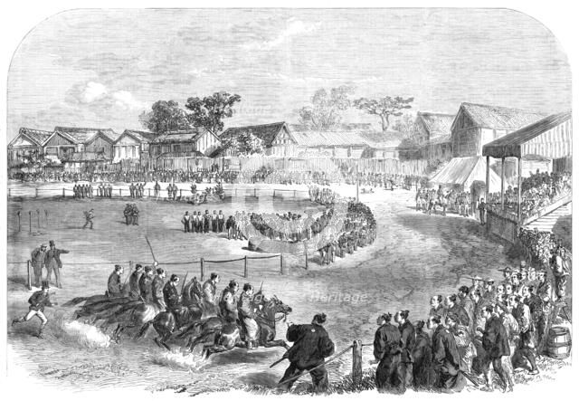 The Spring Meeting at Yokohama: race of the Japanese officers...the start..., 1865. Creator: Unknown.