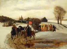 The Spring Pilgrimage of the Tsarina at the Time of Tsar Alexis I Mikhailovich, 1868. Artist: Schwarz, Vyacheslav Grigoryevich (1838-1869)