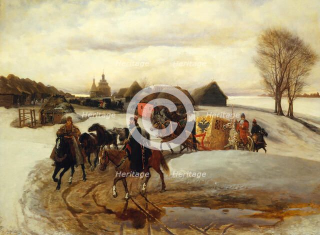 The Spring Pilgrimage of the Tsarina at the Time of Tsar Alexis I Mikhailovich, 1868. Artist: Schwarz, Vyacheslav Grigoryevich (1838-1869)