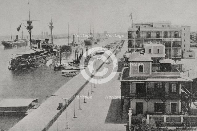 The squadron of Admiral Manuel de la Cámara in Port-Said, 1898. Creator: Unknown.