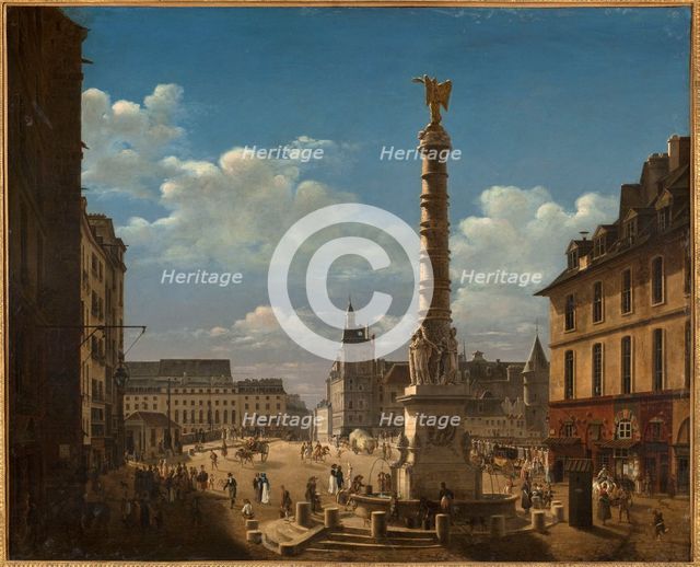 The square and fountain of Chatelet, 1810. Creator: Etienne Bouhot.