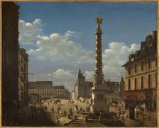 The square and fountain of Chatelet, 1810. Creator: Etienne Bouhot