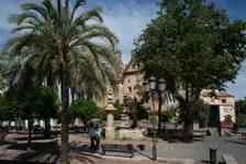 The square in front of the parish church of Santa Maria de Gracia, Cordoba, Spain, 2023. Creator: Ethel Davies