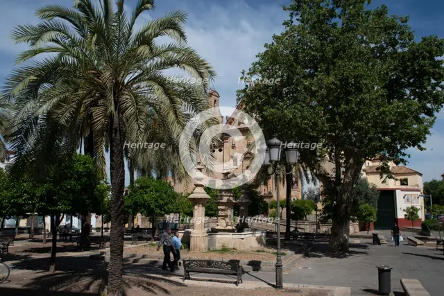 The square in front of the parish church of Santa Maria de Gracia, Cordoba, Spain, 2023. Creator: Ethel Davies.