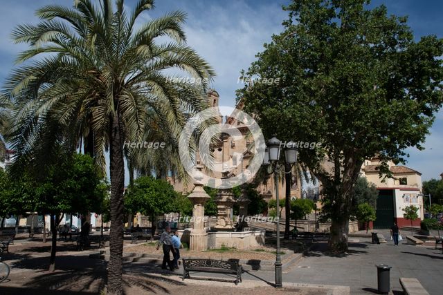 The square in front of the parish church of Santa Maria de Gracia, Cordoba, Spain, 2023. Creator: Ethel Davies.