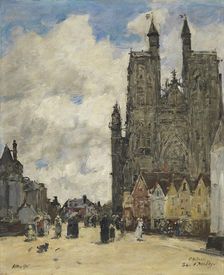 The Square of the Church of Saint Vulfran in Abbeville, 1884. Creator: Eugene Louis Boudin