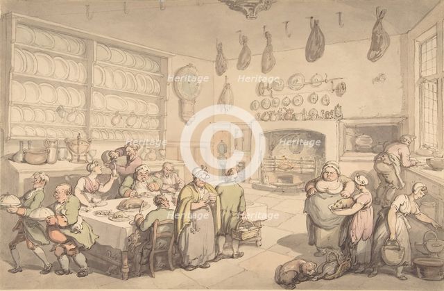 The Squire's Kitchen, late 18th-early 19th century. Creator: Thomas Rowlandson.