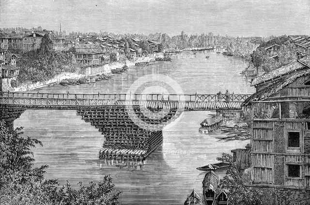 The Srinagar Bridge over the river Jhelum, Pakistan, 1895. Artist: Unknown