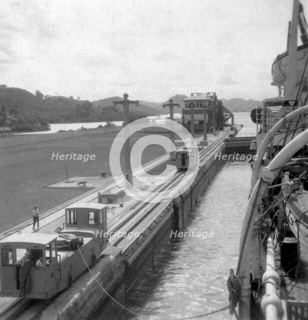 The SS 'Orbita', Panama Canal, early 20th century.Artist: J Dearden Holmes