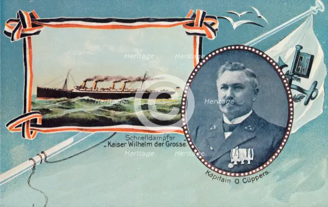 The SS 'Kaiser Wilhelm der Grosse' and Captain Otto Cuppers, c1905. Creator: Unknown.