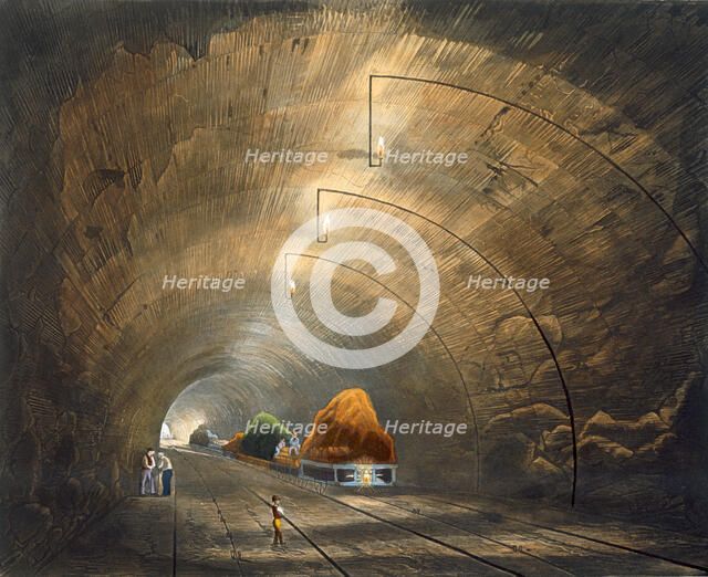 'The Tunnel', Liverpool and Manchester Railway, 1833. Artist: Thomas Talbot Bury
