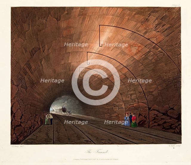 The Tunnel, published 1831 (hand coloured engraving)
