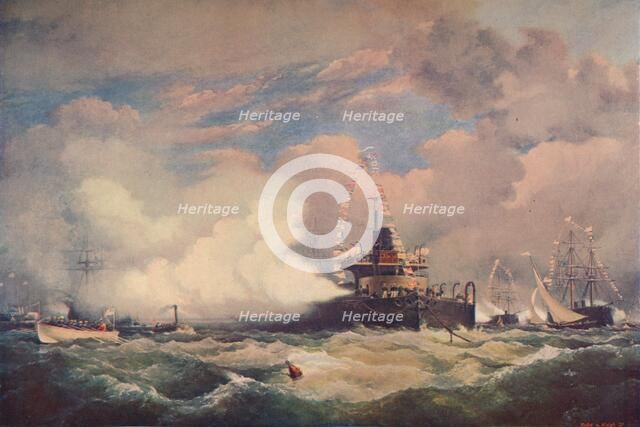 'The Turret Armour-Clad Ship 'Devastation' at Spithead, 1873 (1906). Artist: Unknown.