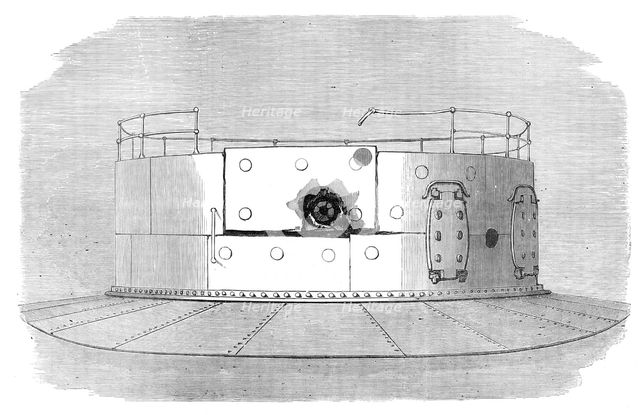 The turret of H.M.S. Glatton after the first shot that struck, 1872. Creator: Unknown.