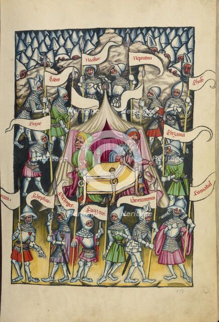The Twelve Tribes of Israel; Weltchronik, about 1400-1410. Creator: Unknown.