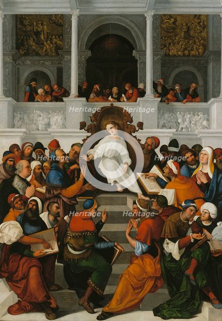 The Twelve-Year-Old Jesus Teaching in the Temple, 1524. Artist: Mazzolino, Ludovico (1480-1528)