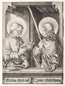 The Twelve Apostles at Gothic Windows: St. Matthias and St. Judas Thaddaeus. Creator: Israhel van Meckenem (German, c. 1440-1503)