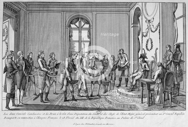 'The Two Consuls Cambacérès and Le Brun nominate Napoleon Emperor', 19th century. Artist: Unknown