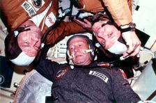The two crews of the joint US/USSR ASTP docking in Earth orbit mission