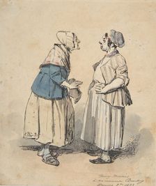 The Two Gossips (Les Deux Commères), 1832. Creator: Henry Bonaventure Monnier
