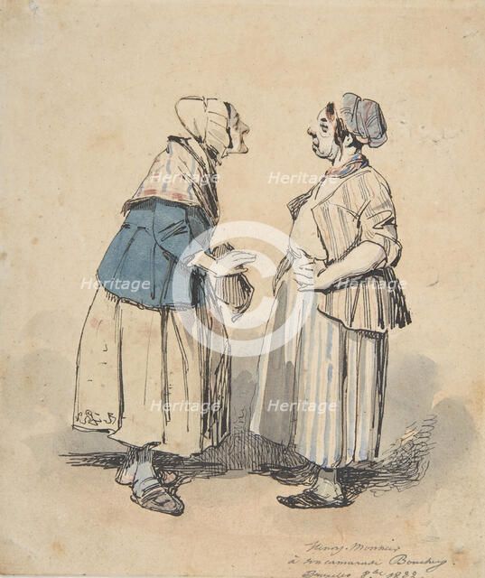 The Two Gossips (Les Deux Commères), 1832. Creator: Henry Bonaventure Monnier.