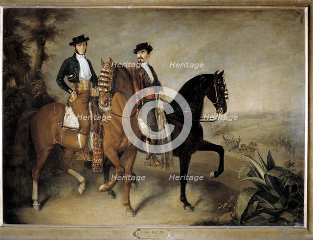 The two horsemen', oil on canvas.