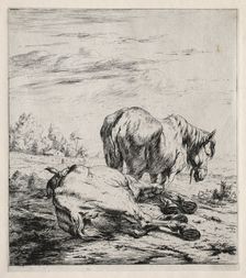 The Two Horses, 1850. Creator: Charles Meryon (French, 1821-1868)