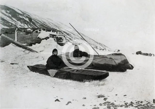 'The Two Kayaks Ashore', c1911, 1913. Artist: G Murray Levick.