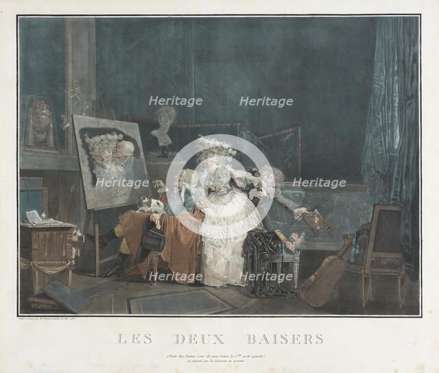 The Two Kisses, 1786. Creator: Philibert Louis Debucourt.