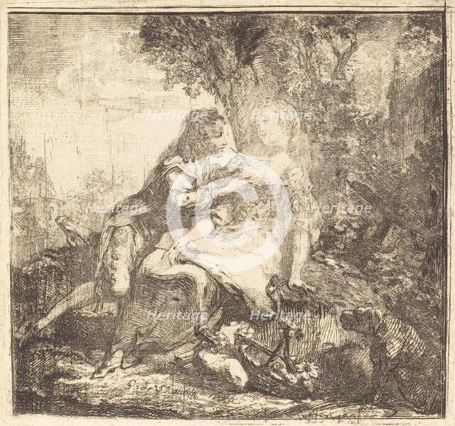 The Two Lovers (Les deux amants), 1750. Creator: Gabriel de Saint-Aubin.