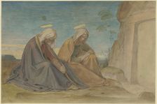 The two Marys at the grave, before 1837. Creator: Philipp Veit