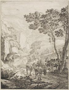 The Two Mules, from a set of four Italian Landscapes, 1645/50. Creator: Jan Dirksz Both
