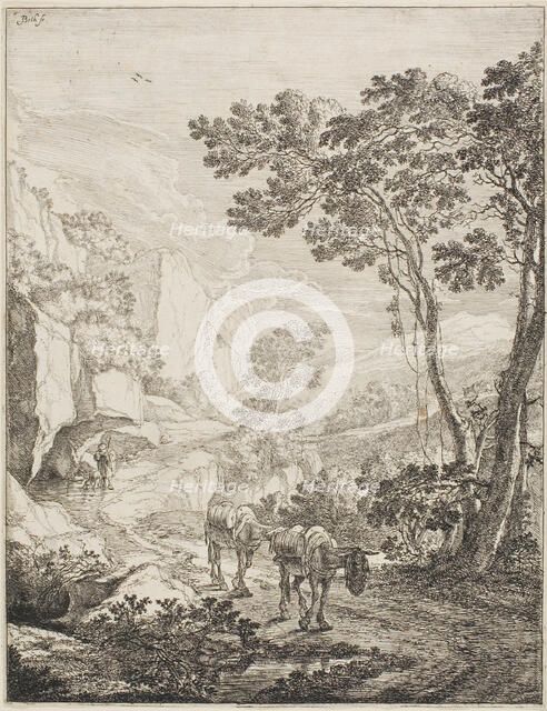 The Two Mules, from a set of four Italian Landscapes, 1645/50. Creator: Jan Dirksz Both.
