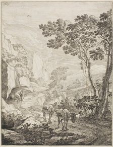 The Two Mules, from a set of four Italian Landscapes, 1645/50. Creator: Jan Dirksz Both