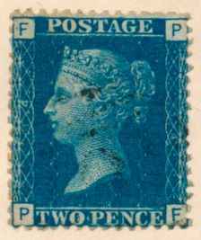 The Two Penny Blue or The Two Pence Blue postage stamp, 1840s