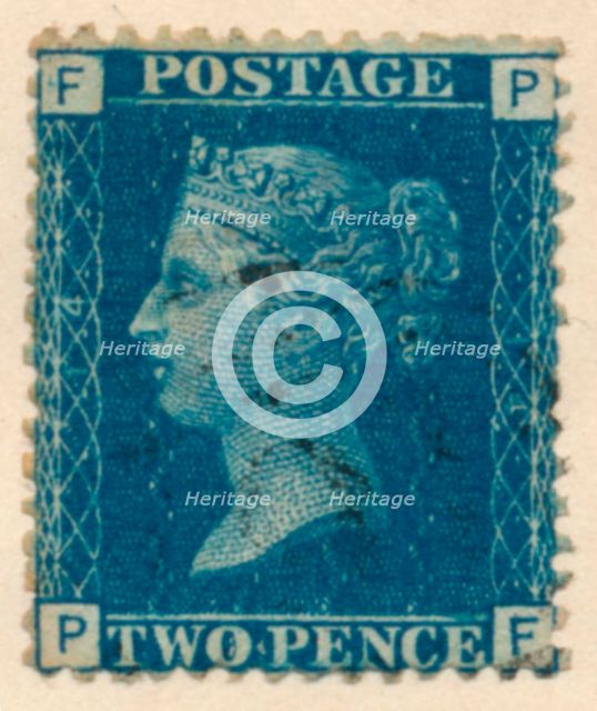 The Two Penny Blue or The Two Pence Blue postage stamp, 1840s. Artist: Unknown