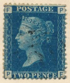 The Two Penny Blue or The Two Pence Blue postage stamp, 1840s
