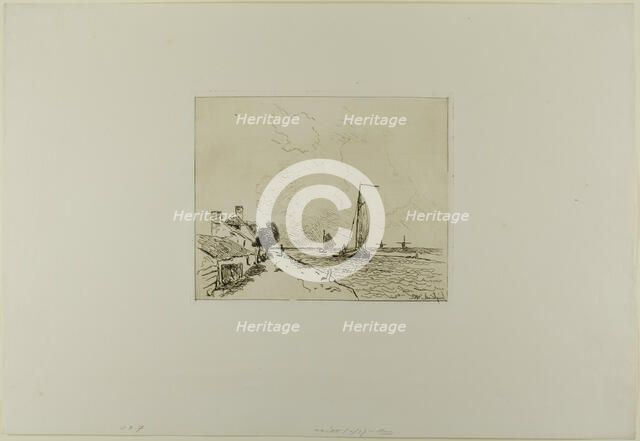 The Two Sailboats, from Cahier de six eaux-fortes, vues de Hollande, 1862. Creator: Johan Barthold Jongkind.