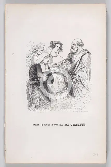 The Two Sisters of Charity from The Complete Works of Béranger, 1836. Creators: Louis-Henri Brevière, Cesar-Auguste Hebert.