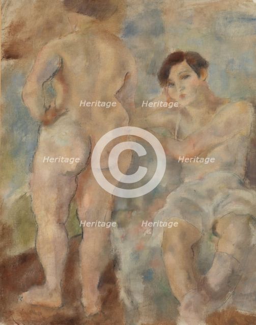 The two Sisters from Bretagne, 1928. Creator: Jules Pascin.
