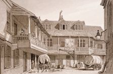The Tabard Inn on Borough High Street, Southwark, London, 1827. Artist: John Chessell Buckler