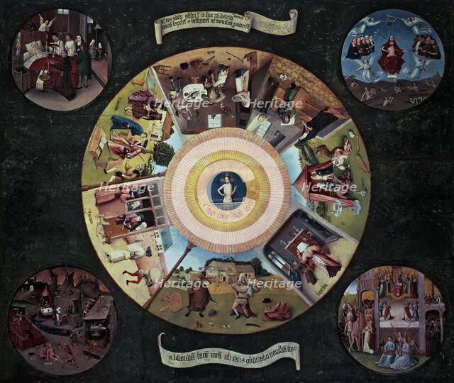  'The Table of the deadly sins', oil on panel in the original form of desktop of the Dutch painte…