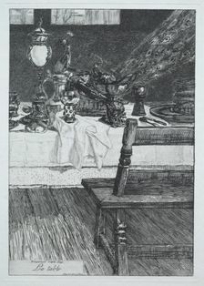 The Table, after H. Leys, 1868. Creator: Félix Bracquemond (French, 1833-1914)