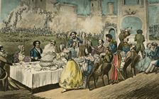 The Table d'Hôte- Water, I do declare, - with Worms in it 1838. Artist: Henry Thomas Alken