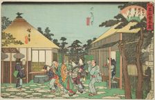 The Tagawaya Restaurant in Front of Daionji (Daionji mae, Tagawaya), from the series..., c. 1838/40. Creator: Ando Hiroshige