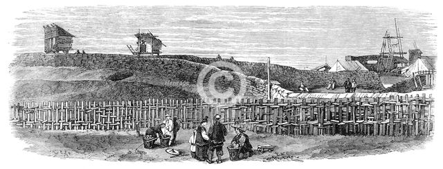 The Taeping Rebellion in China: outside of the stockade where the Wang was beheaded, 1864. Creator: Unknown.