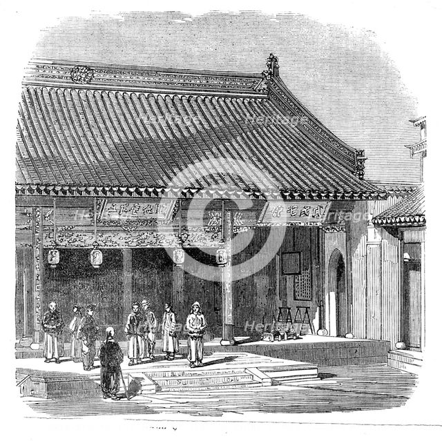 The Taeping Rebellion in China: entrance to Hall of Justice, Ching-Wang’s palace, Soo-Chow, 1864. Creator: Unknown.