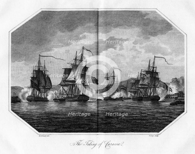 'The Taking of Curaçao', 1811.Artist: S Lacy