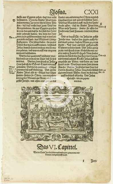 The Taking of Jericho from Catholische Bibell, plate ten from Woodcuts...1564, assembled...1937. Creator: Virgil Solis.
